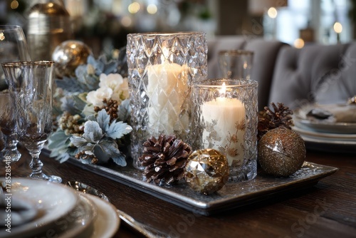 Elegant Table Setting with Candles and Decorative Accents