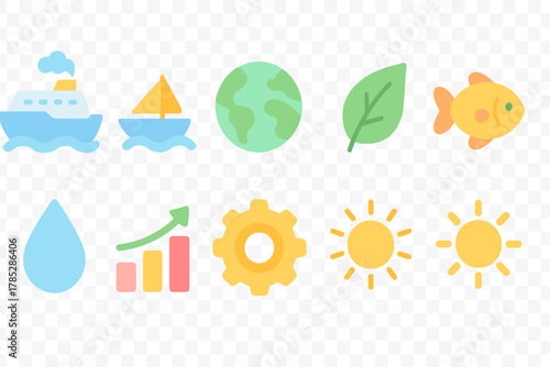 Environment, ecology flat icon set. Nature, earth conservation, eco-friendly icons pack