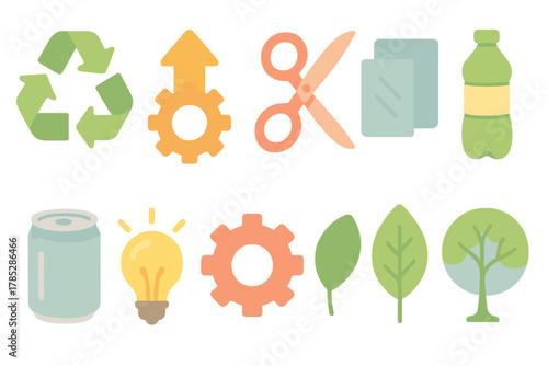 Ecology, environment flat icon set. Recycling, sustainability symbols collection