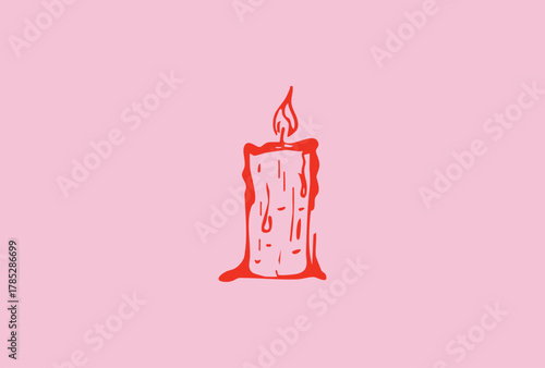 Hand drawn candle illustration. Vintage candle sketch. Candle clip art. Candle doodle. Line art, ink, minimalist style. Candles burning. Ink sketch set isolated. Retro style.