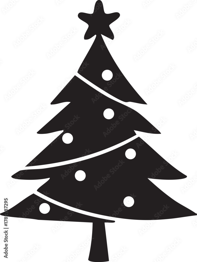 Fototapeta premium Decorated Christmas Tree Outline Silhouette