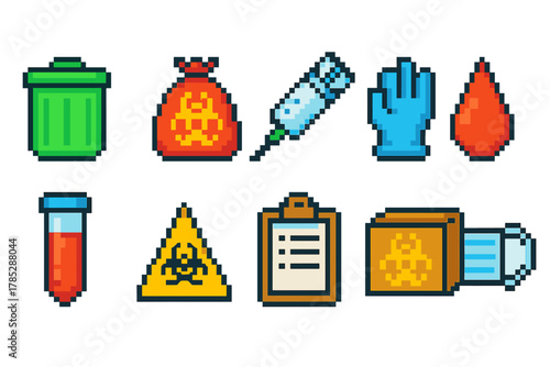 Medical 3d icon set. Healthcare, laboratory, safety, medical equipment icons