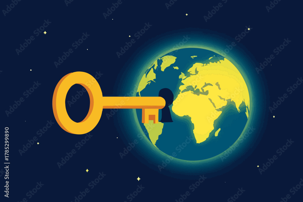 Fototapeta premium Key Unlocking Globe