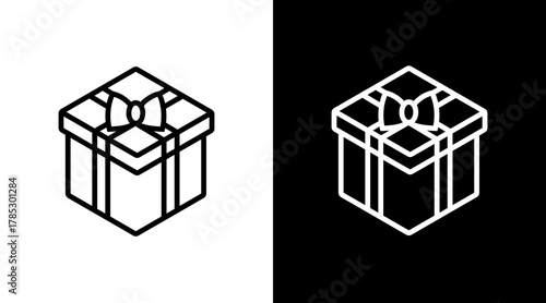 Holiday Gift White Icon Set Design