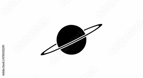 vector illustration of a black silhouette of an planet