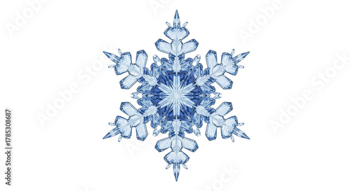 Blue crystal snowflake on a transparent background PNG image winter frozen ice crystal shape symbol