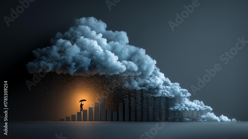 Recession fear concept, An abstract representation of overcoming challenges and obstacles.