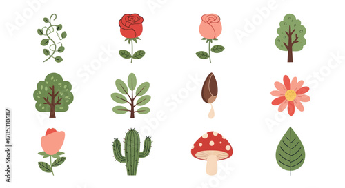 Cartoon ice cream cones collection with various flavors and smiling faces