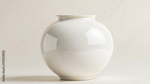Korean Moon Jar, Baekja: Minimalist White Porcelain Still Life.