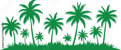 island palm tree silhouette vector art for tropical beach scene