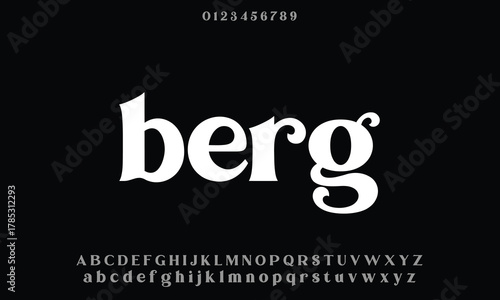 Bilderberg regular vector font alphabet with numbers