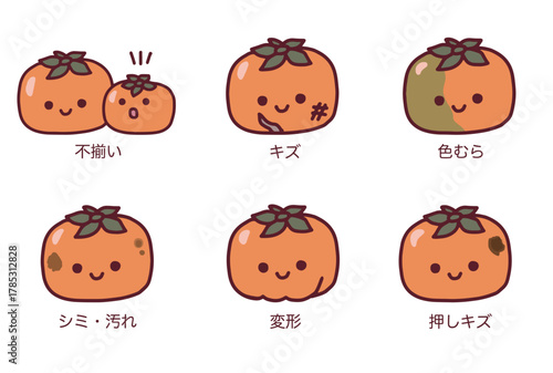 規格外の柿の可愛いイラストと説明