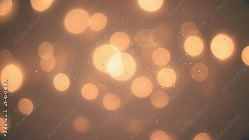 Fototapeta premium Warm amber cinematic bokeh orbs texture (wide)