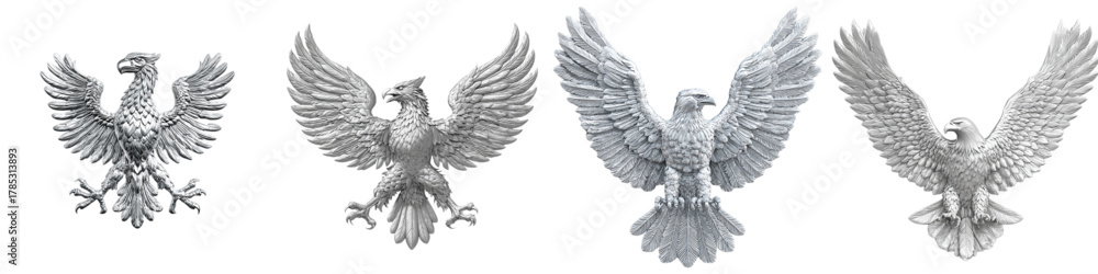 Fototapeta premium Elegantly rendered eagle emblems soaring with power and freedom, perfect for adding a touch of classic strength to any design, celebrating national pride and heritage