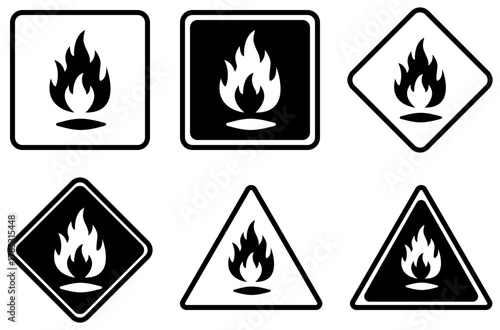 Vector set fo flammable symbol