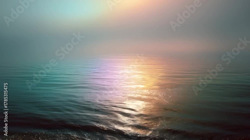 美しい虹色に光る雲と海のイメージ風景