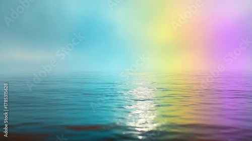 美しい虹色に光る雲と海のイメージ風景