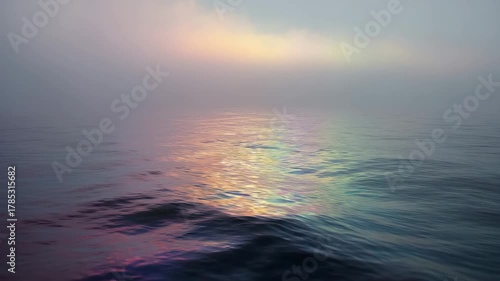 美しい虹色に光る雲と海のイメージ風景