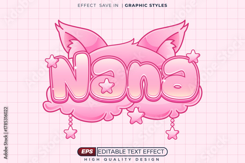 Editable 3d text effect nana for logo steamer channel template design