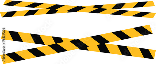 Warning tape with yellow and black diagonal stripes, designed for industrial safety,Yellow stripes border,black stripes isolated on a transparent background,
