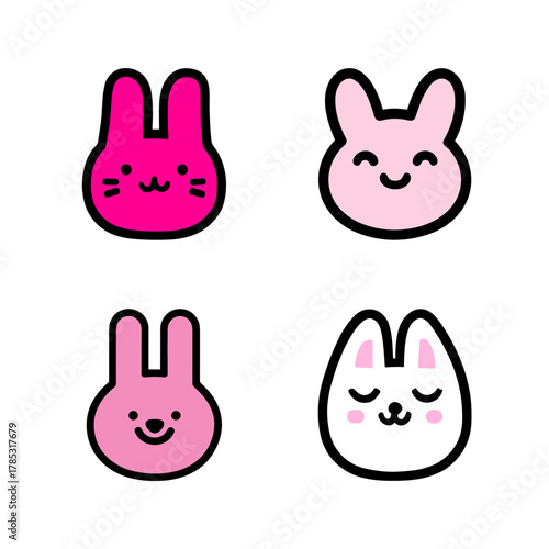 Cute Bunny Icons Soft Pastel Characters