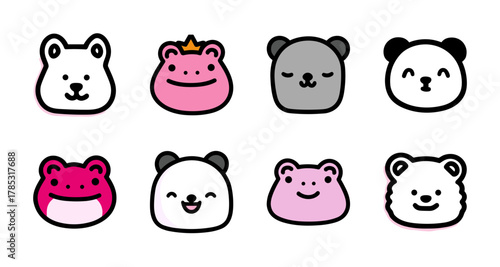 Cute Bear Icons Pastel Animal Set