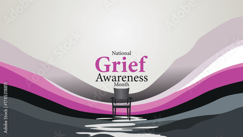 National Grief Awareness Month Support Illustration design templet