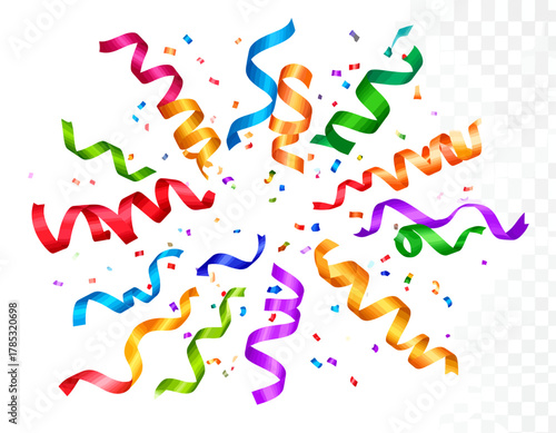 Colorful Confetti and Streamers Explosion Celebration.