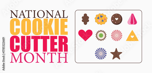 National Cookie Cutter Month Baking Illustration design templet