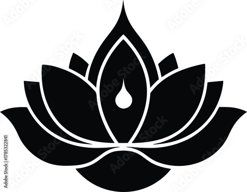 Traditional indian oil lamp and lotus flower icon