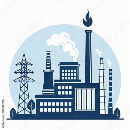 PNG tower gas plant background flat design industry concept icon refinery architecture engineering element factory smoke electricity building silhouette modern power station urban