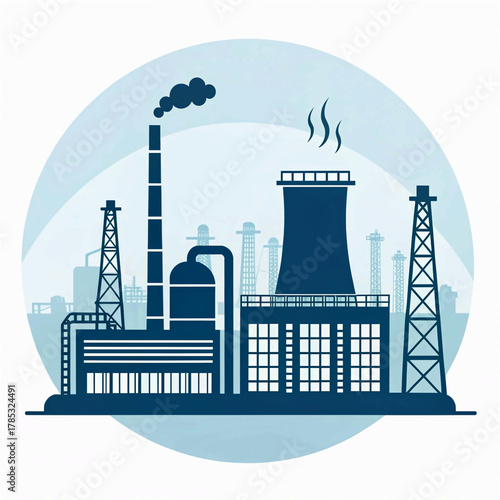 PNG tower gas plant background flat design industry concept icon refinery architecture engineering element factory smoke electricity building silhouette modern power station urban
