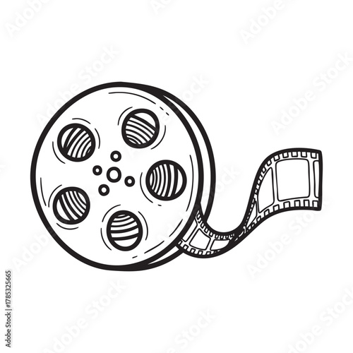 Classic film reel illustration evokes nostalgia for golden age of cinema lovers