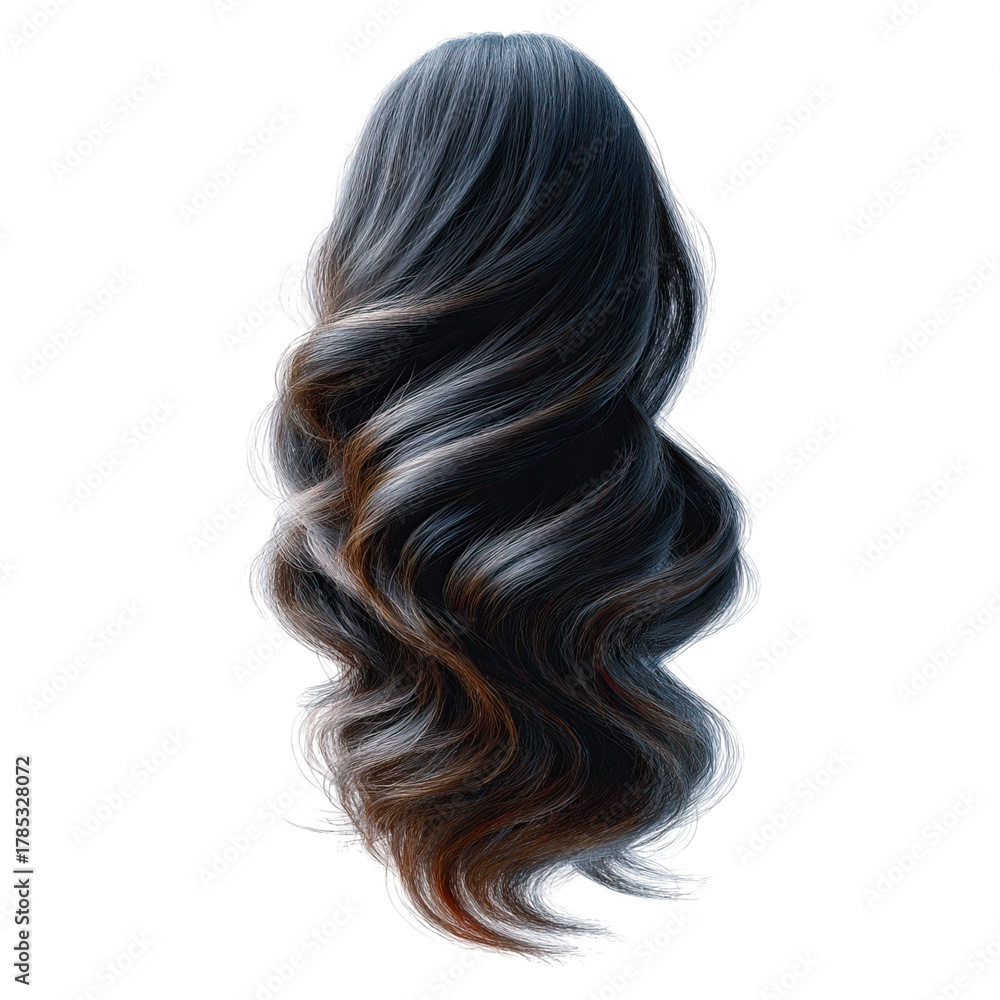 Fototapeta premium Swirl of black and dark brown brunette hair concept. Elegant wavy hair in shades of gray, perfect for fashion use.