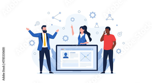 Team collaboration on website design and development, working together.