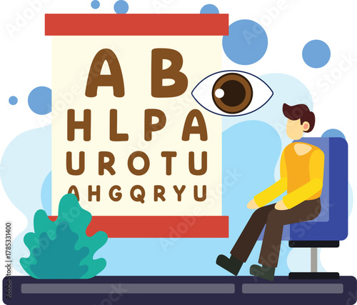 Man taking eye vision test illustration