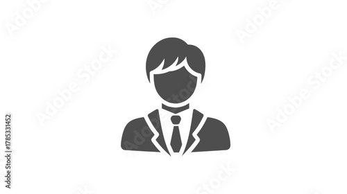 Professional business person icon, male user avatar silhouette in a suit and tie, generic graphic illustration