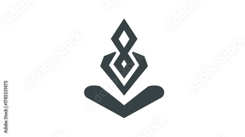 Modern geometric meditation yoga symbol design element. Abstract spiritual balance icon in a minimalist style.