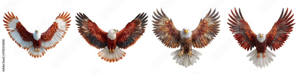 Obraz premium Majestic eagles soaring with open wings, a symbol of freedom, power, and American spirit, perfect for patriotic designs, wildlife projects, and inspirational themes