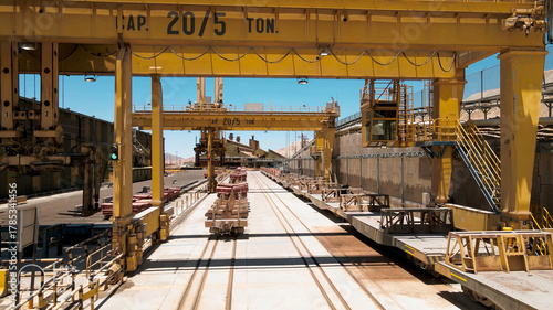 Gantry crane for transporting copper anodes in a mine plant