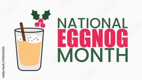 National Eggnog Month Holiday Drink Illustration design templet