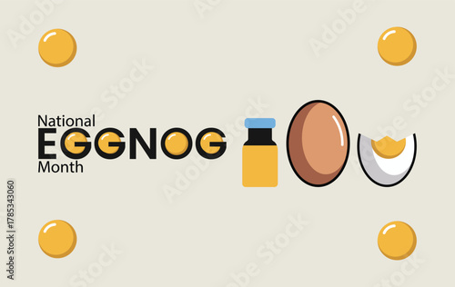 National Eggnog Month Holiday Drink Illustration design templet