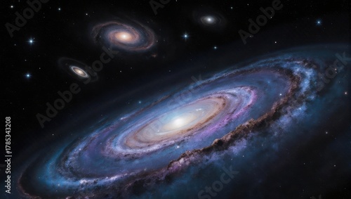A stunning depiction of galaxies swirling through the cosmos, capturing vastness and stellar wonders