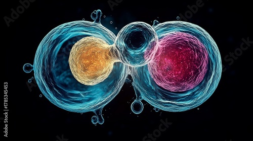 Zygote cell division with space background