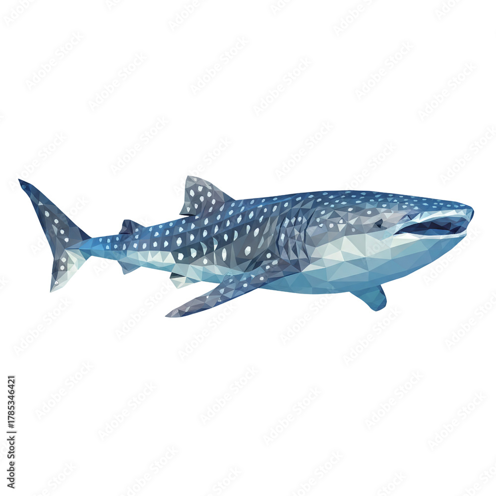 Obraz premium Low poly whale shark swimming isolated