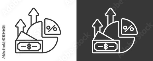 Profit Margin Icon Set Vector Collection Isolated In Black And White