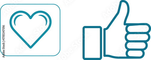 Vector Heart Icon and Thumb Up Symbol for Social Media Engagement
