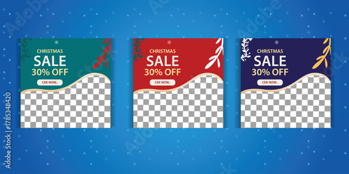 Festive Christmas sale social media story templates featuring holiday-themed designs and promotional offers for seasonal marketing campaigns.