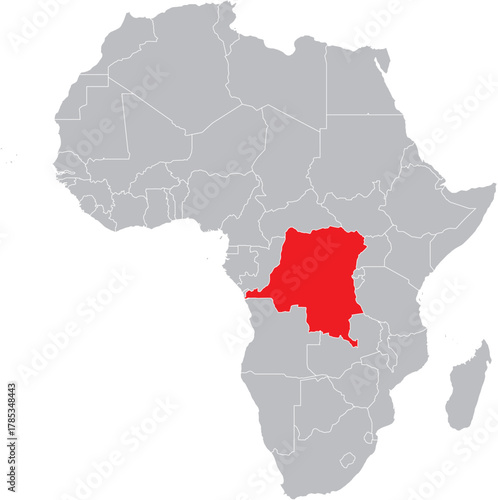 Vector of Belgium Colonized Countries on the African Map