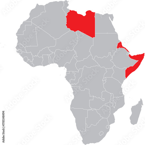 Italian Colonized Countries on the African Map